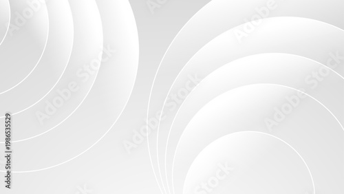 Clean white corporate background with subtle grey layered circular shapes and soft shadows