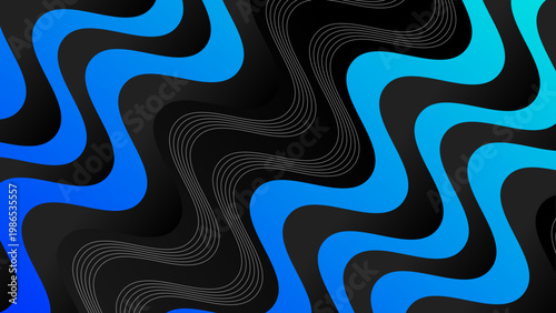 Professional deep blue and black wavy background for technology and business