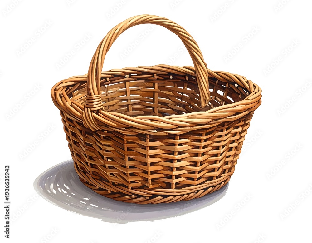 Obraz premium A brown wicker basket with a handle