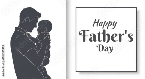 Father's day silhouette a loving embrace and heartfelt greeting