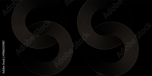 Simple black gold abstract background with circle line motif