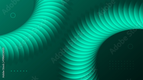 Refreshing cyan and green 3D background with smooth liquid wave motion and minimalist curve design