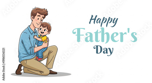 Happy father's day illustration father and child bonding moment
