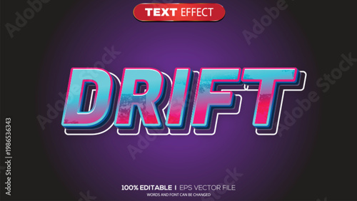 3D text effect drift theme