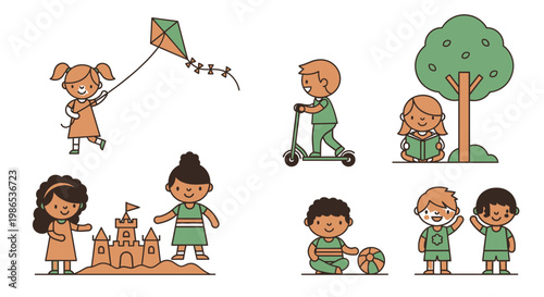 Children playing together outdoors happily.