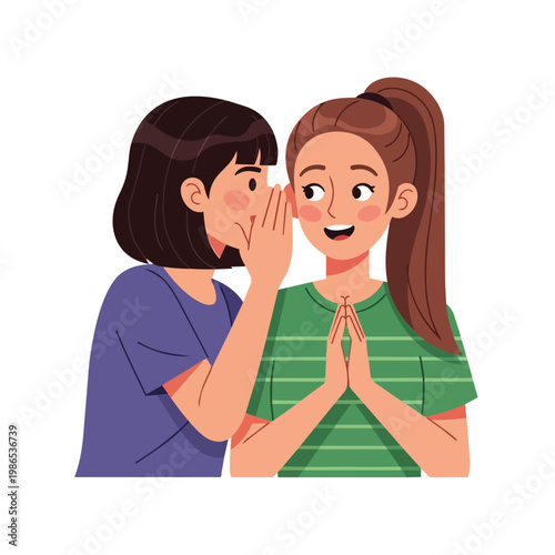 Two women sharing a secret, whispering