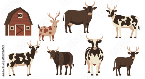 Cows and bulls in various poses 2.