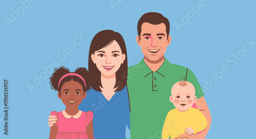 Happy family with two young children.