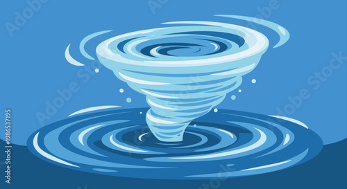 Tornado water vortex storm swirling blue.