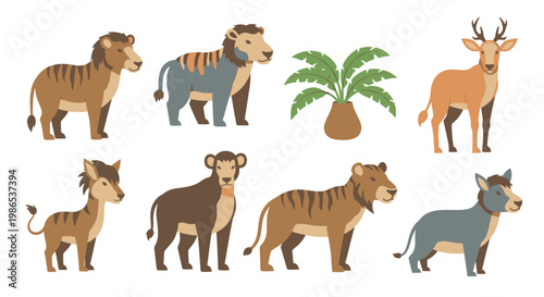 Cartoon animals in various poses.