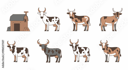 Cows and bulls standing together outdoors.