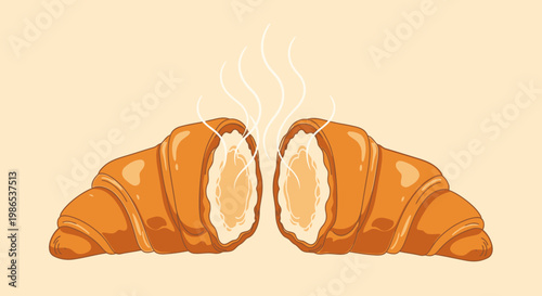 Croissants cut in half horizontally.