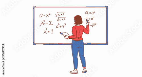 Woman writing on whiteboard with math.