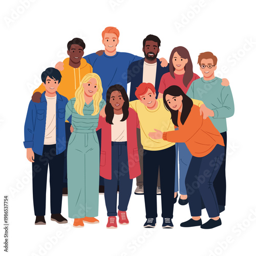 Diverse group of young adults standing.