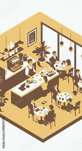 People eating at a restaurant.