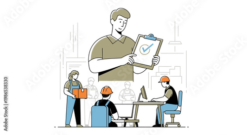 Man holding clipboard with checklist.