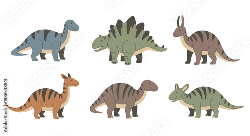 Group of toy dinosaurs standing together 7.