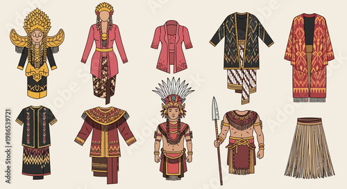 Vibrant traditional clothing and accessories on display outdoors