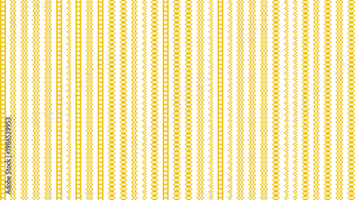 A cheerful visual presents intricate yellow pixelated vertical stripes organized on a luminous white surface