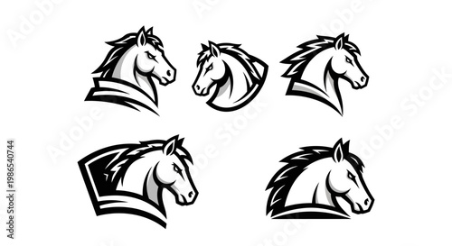 Monochrome Horse Head Logos - A Collection of Equestrian Designs.