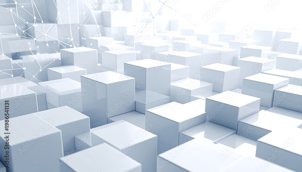 Obraz premium A 3D rendering of numerous white cubes of varying heights (2)