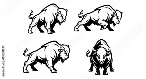 Powerful Bison Illustrations - A Collection of Strong and Majestic Designs.