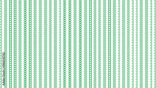 Green pixelated lines create a vibrant modern stripe pattern with a clean symmetrical appearance
