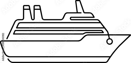 Cruise Ship at Sea Silhouette.