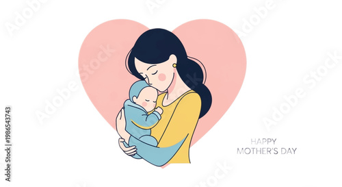 Mother and baby, Mothers Day vector, heart illustration, family love