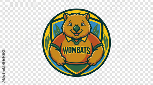 Cartoon Wombat Emblem Logo Illustration.