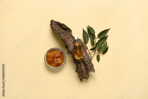 Bottle of cosmetic oil with...