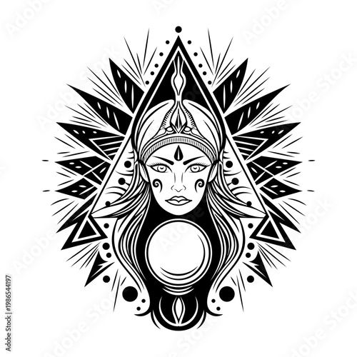Glyph style illustration representing goddess divinity