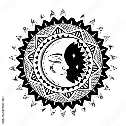 Sketchy style illustration of moon phase