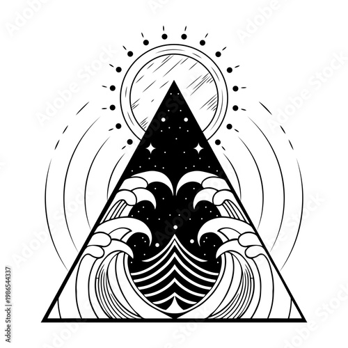 Filled style illustration showing tidal wave