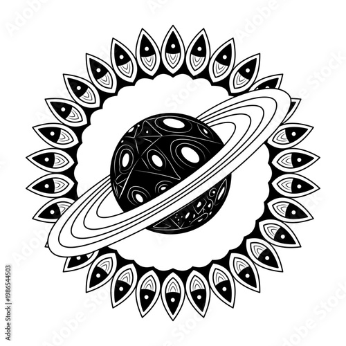 Sketchy style illustration of saturn ring