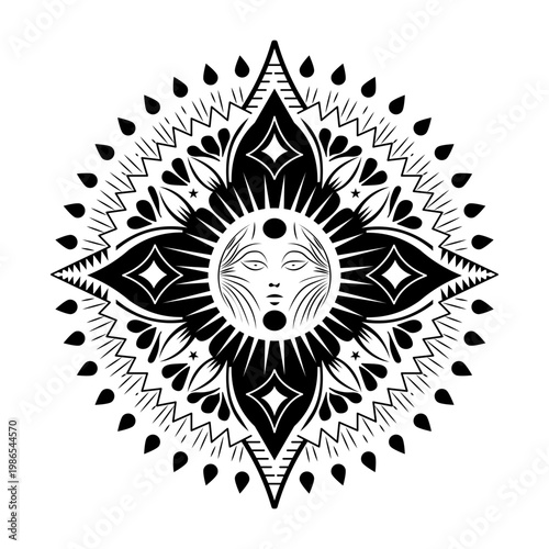 Filled style illustration showing cosmic deity