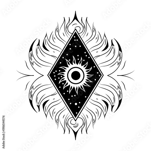 Glyph style illustration depicting solar flare