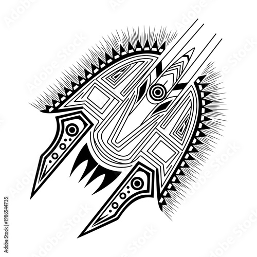 Glyph style illustration depicting astral fighter