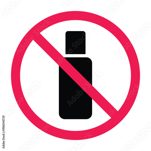 Do not use beauty product symbol, forbidden sign with spray bottle icon, prohibited symbol icon, no skincare sign, cosmetic prohibited symbol
