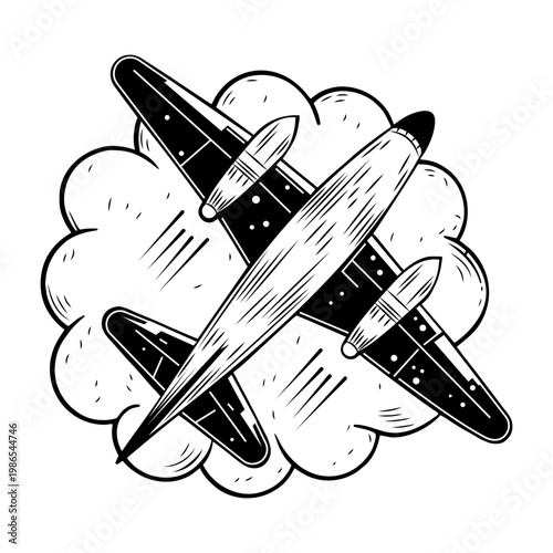 Sketchy style illustration of cosmic aviator