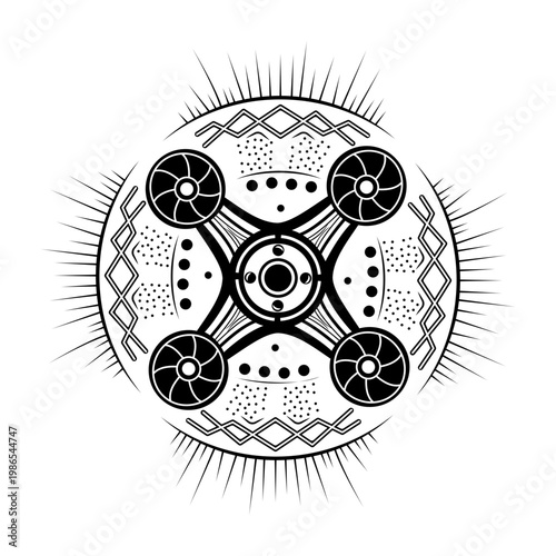 Filled style illustration showing drone