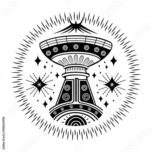 Glyph style illustration depicting space transmitter