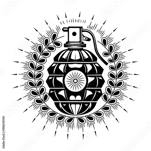 Sketchy style illustration of grenade