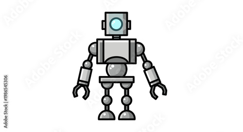 Robot with blue eye standing.