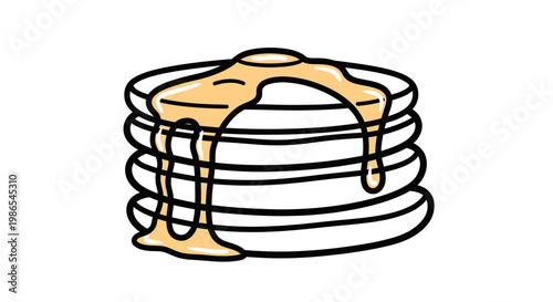 Stack of pancakes with syrup.