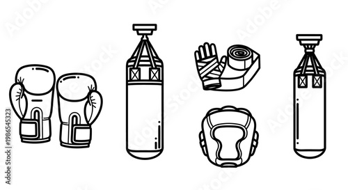 Boxing gloves and water bottles.