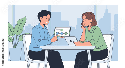 Two business colleagues working together 1.