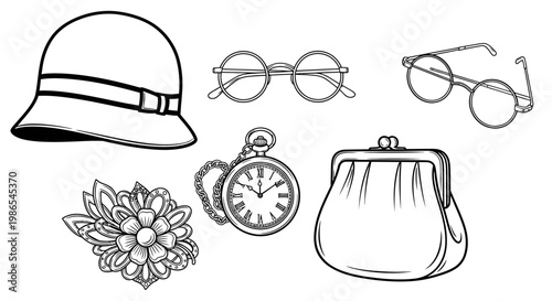 Vintage fashion accessories on display.