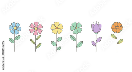 Colorful flowers in a row 2.