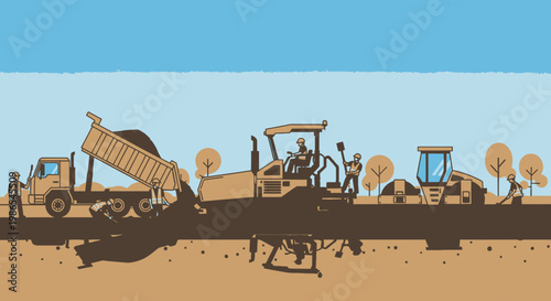 Heavy machinery road construction equipment.